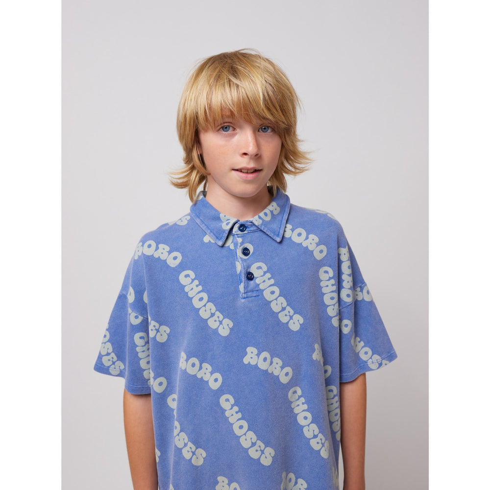 Køb Bobo Choses Blue Wavy Bobo Choses All Over Waffle Polo T-Shirt