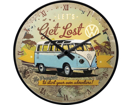VW Bulli wandklok - Let's get lost Ø 31 cm