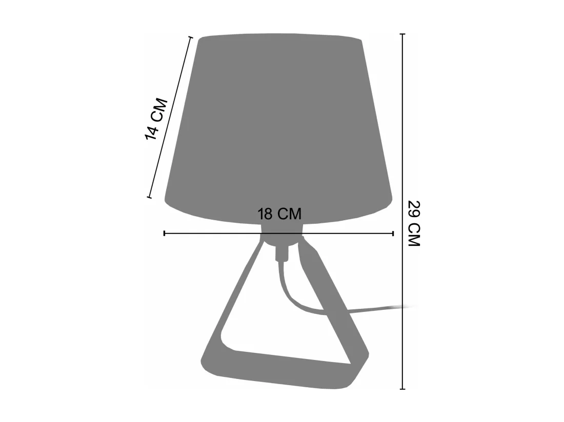 Lampe de chevet triangle métal taupe 29 cm.