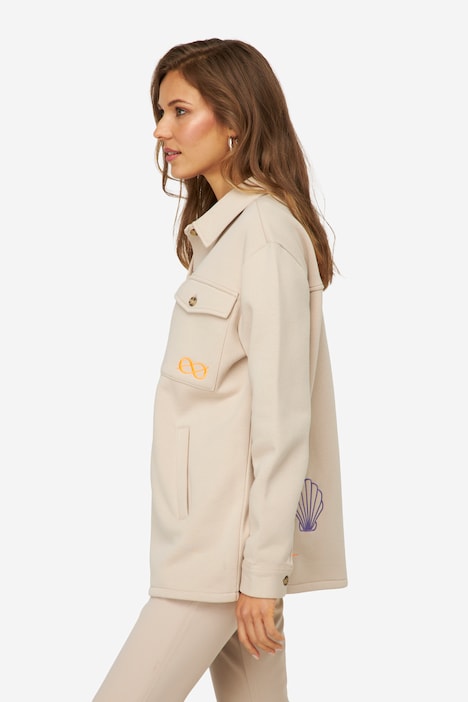 Jacke, Sweat mit Print, Hemdkragen, Langarm, OEKO-TEX