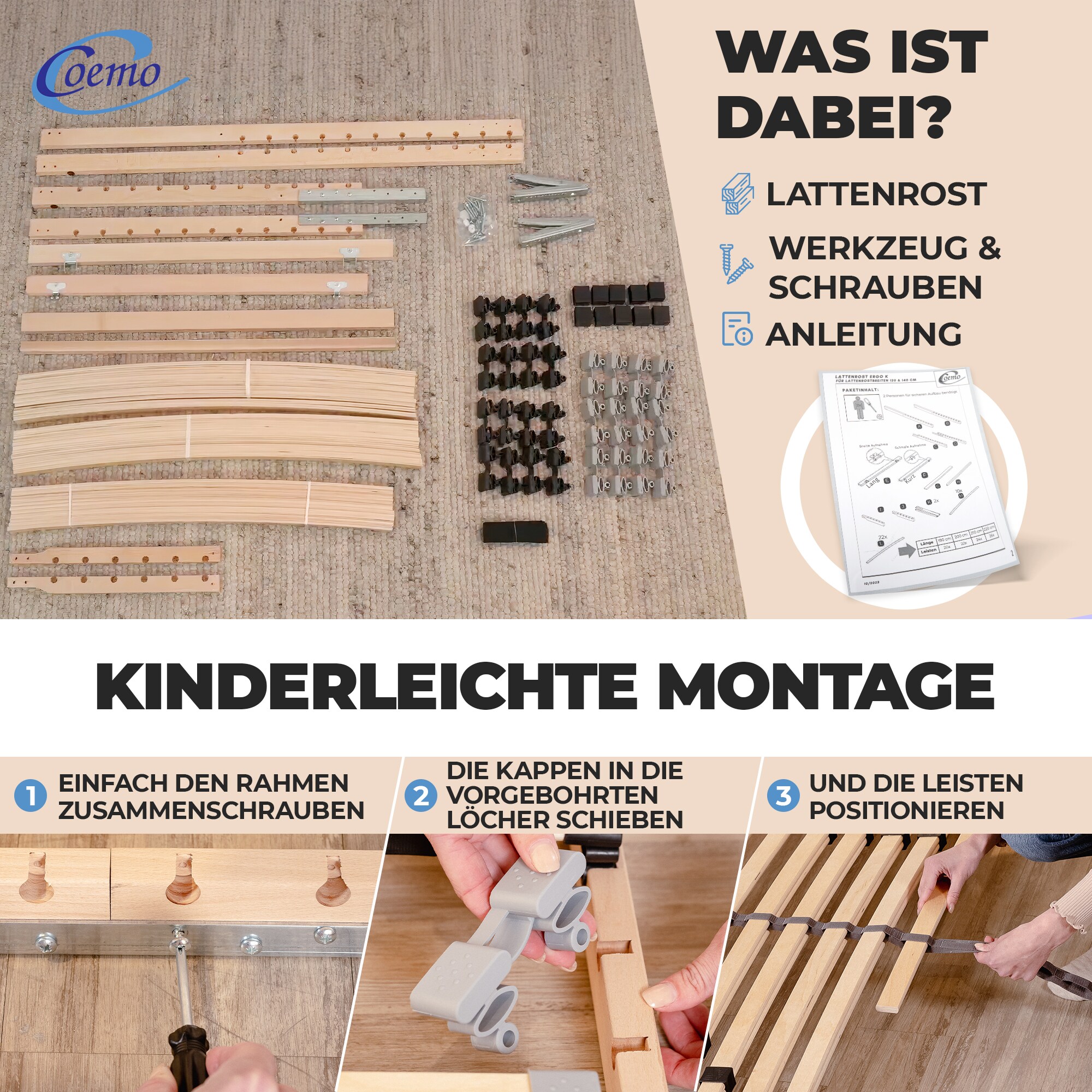Coemo 7-Zonen-Lattenrost Ergo K 120 x 200 cm zerlegt