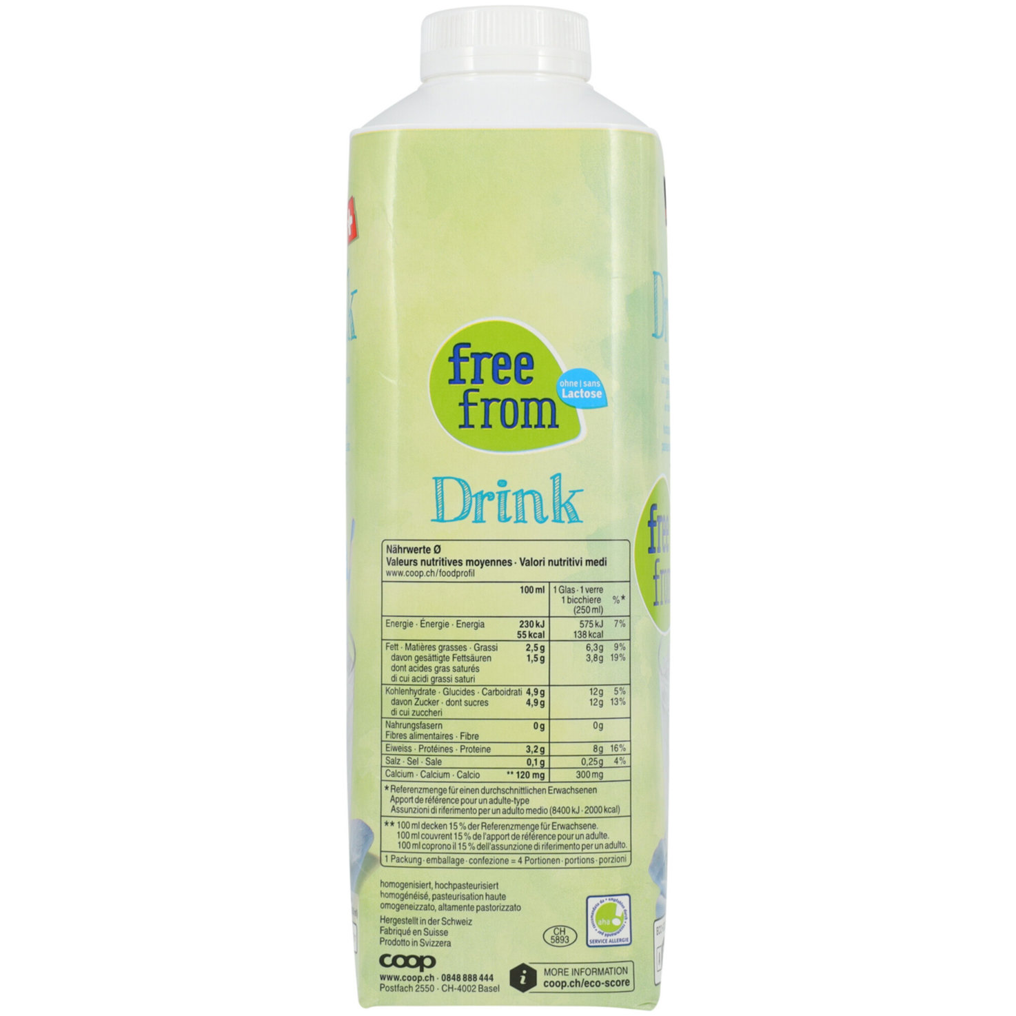 Free From Milchdrink 2,5% Milchfett Hoch-pasteurisiert lactosefrei