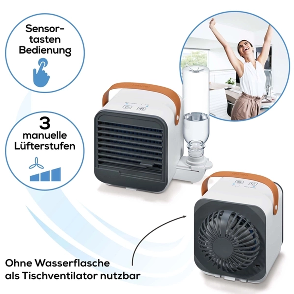 (14x14cm) 2.5W LV 50 Fresh Breeze Tischventilator USB Lüfter Luftbefeuchter (68401) - Weiss