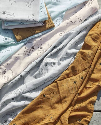 Done By Deer Swaddler Sea Friends 120x120 2-pack, Powder