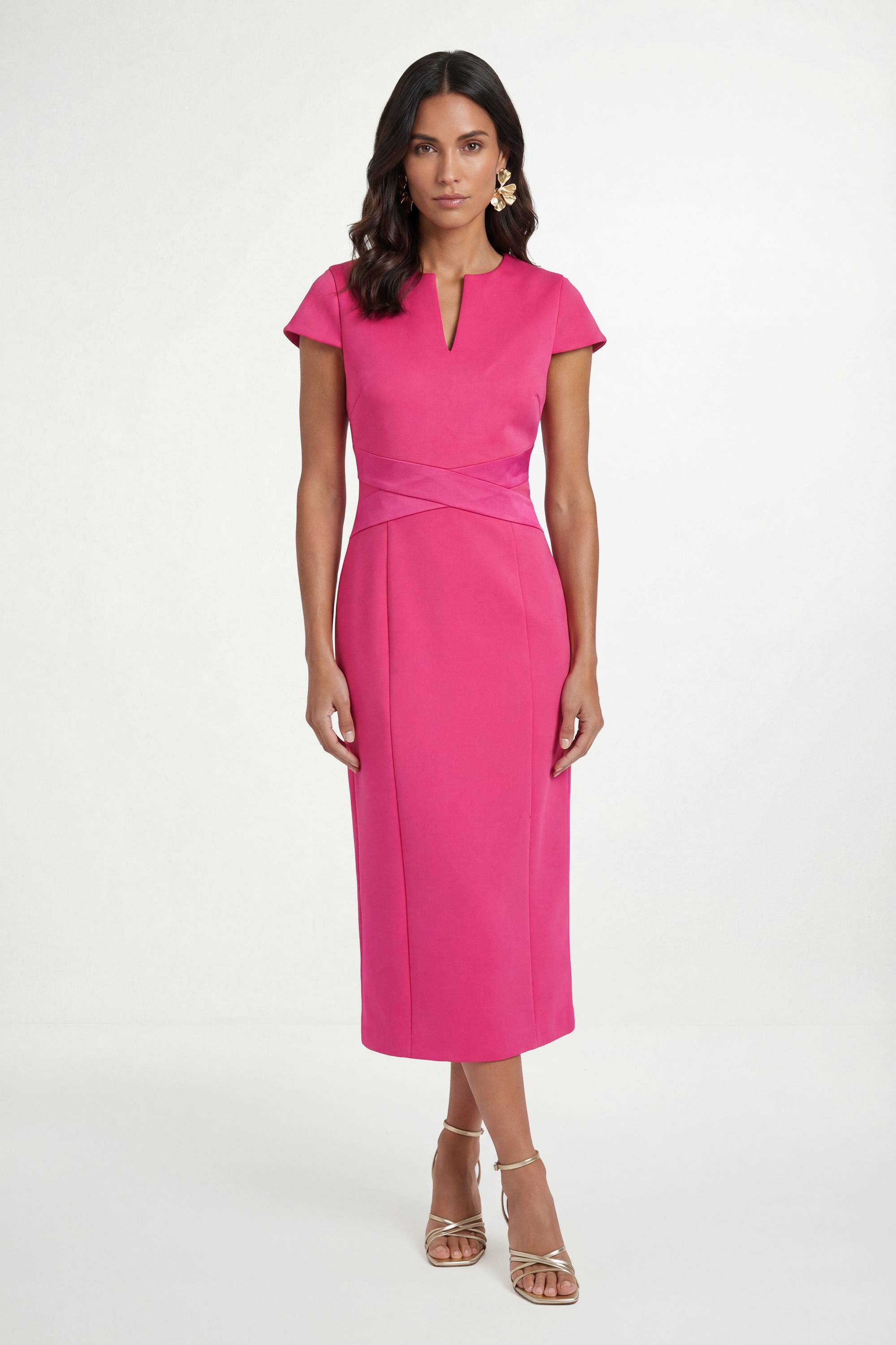 Wallis Robe Midi En Crêpe Scuba Avec Taille Portefeuille