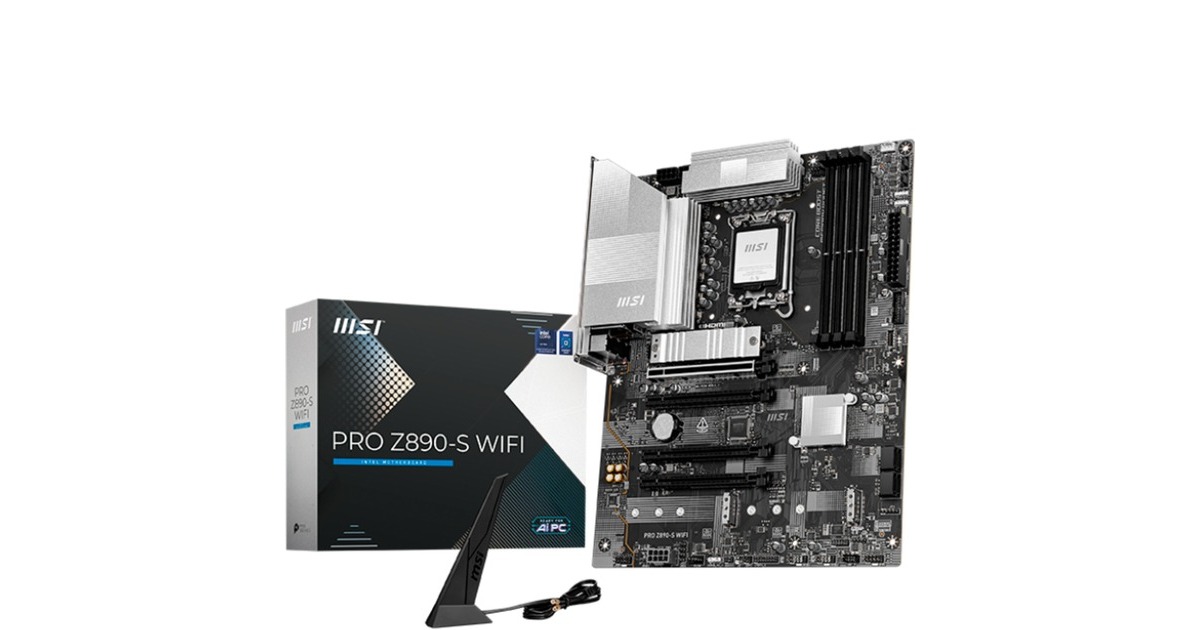 MSIPRO Z890-S WIFI socket 1851 moederbord  (Zwart/zilver, RAID, 2.5Gb-LAN, WLAN, BT, Sound, ATX)