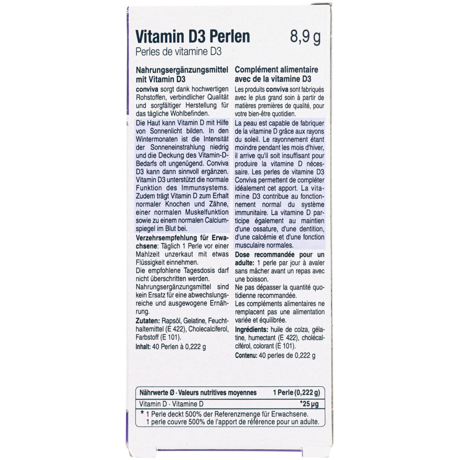 conviva Vitamin D3 Perlen 40 Stück