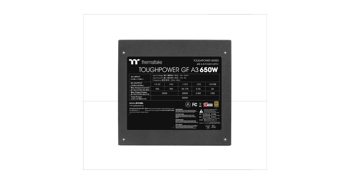 ThermaltakeTOUGHPOWER GF A3 Gold - TT Premium Edition modulaire 650 watt voeding   (Zwart, 4x PCIe)