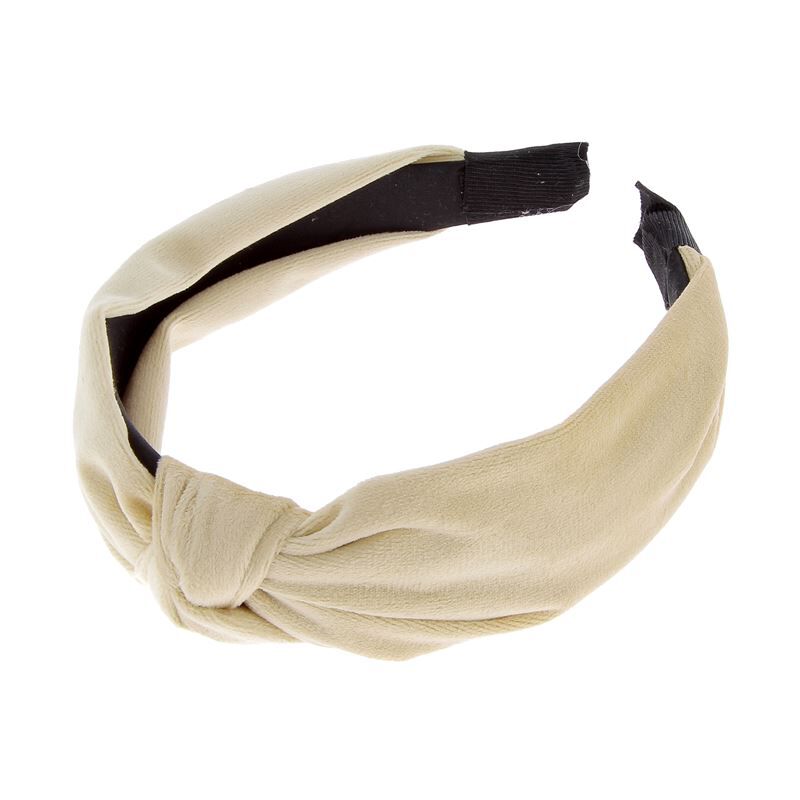 Serre tête velours avec noeud beige