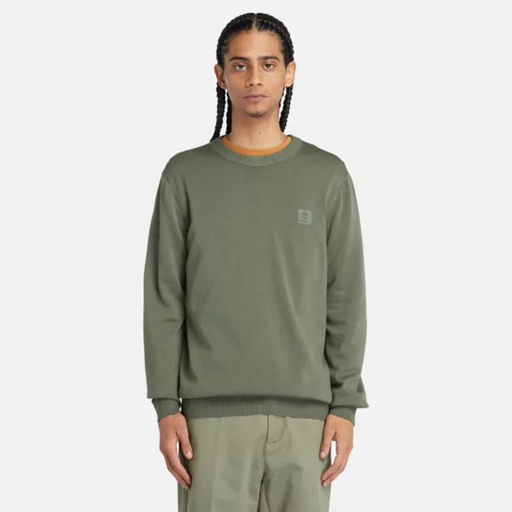 Pull teint en pièce pour homme en vert