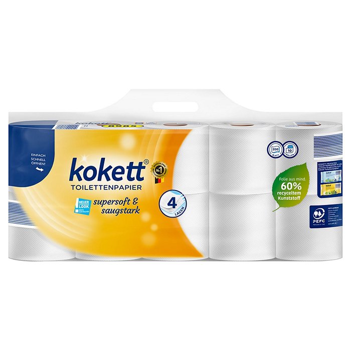 KOKETT Toilettenpapier 4-lagig, 10 x 200 Blatt
