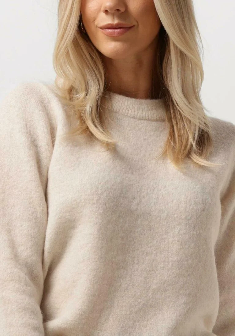 SELECTED FEMME beige selected femme trui slfsia ras ls knit frill cuff o-neck b