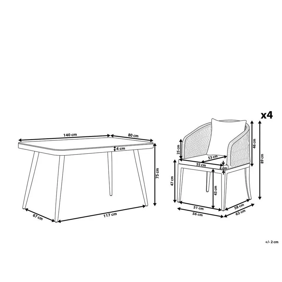 LIPARI - Tuinset voor 4 - Grijs - Aluminium