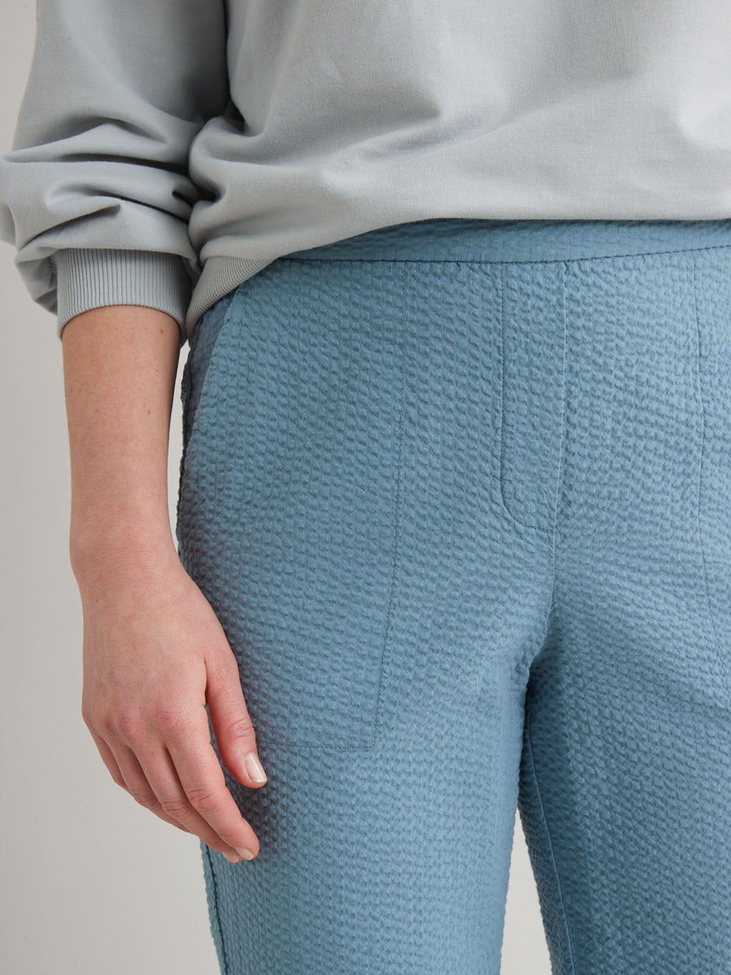 Pantalon seersucker uni femme