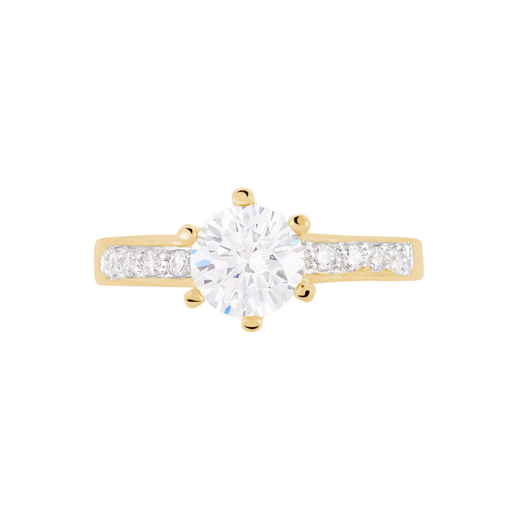 Bague Solitaire Stevie Plaqué Or Jaune Oxyde De Zirconium