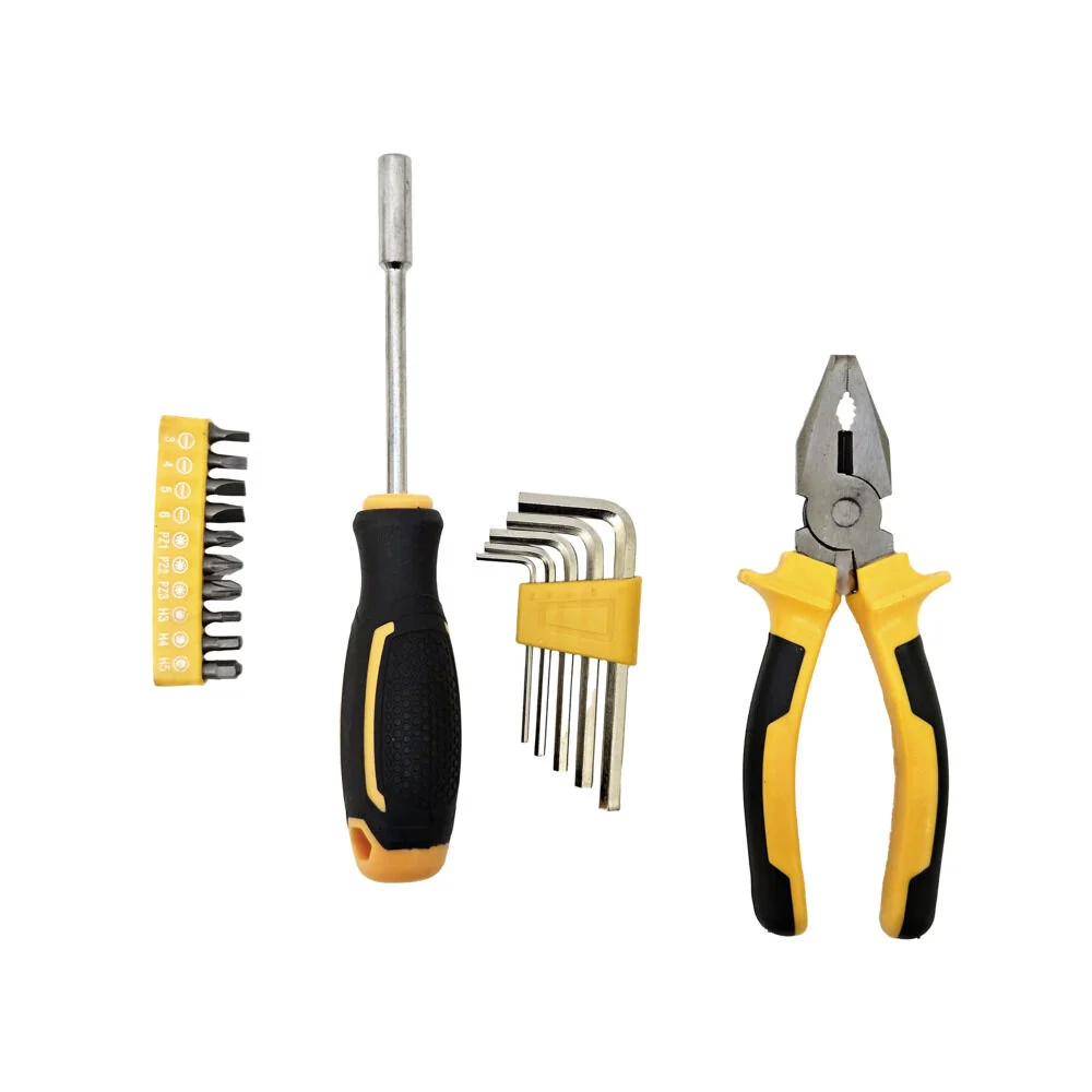 Set d'outillage pour bricolage 17 pièces métal et plastique orange