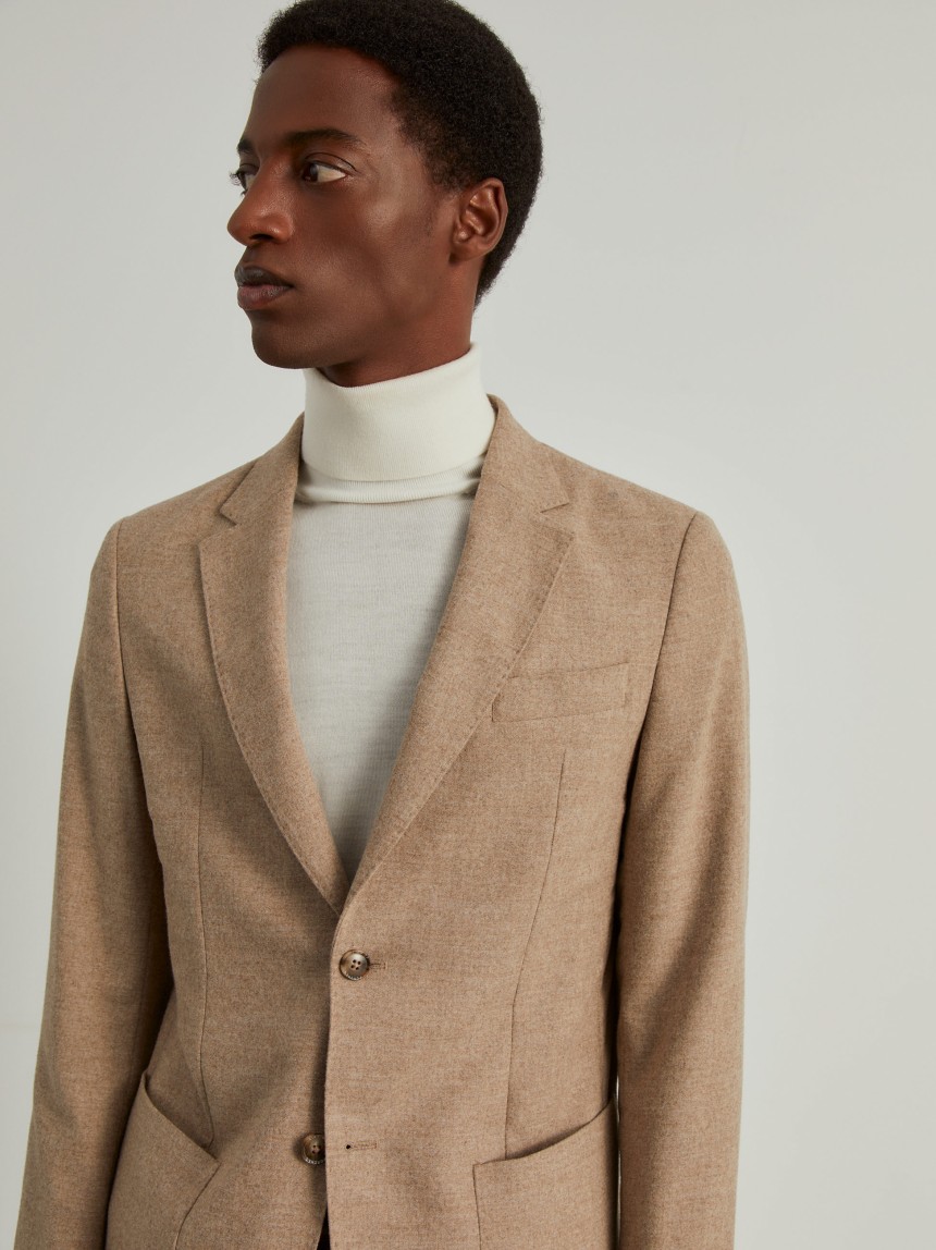 Blazer slim fit com lã