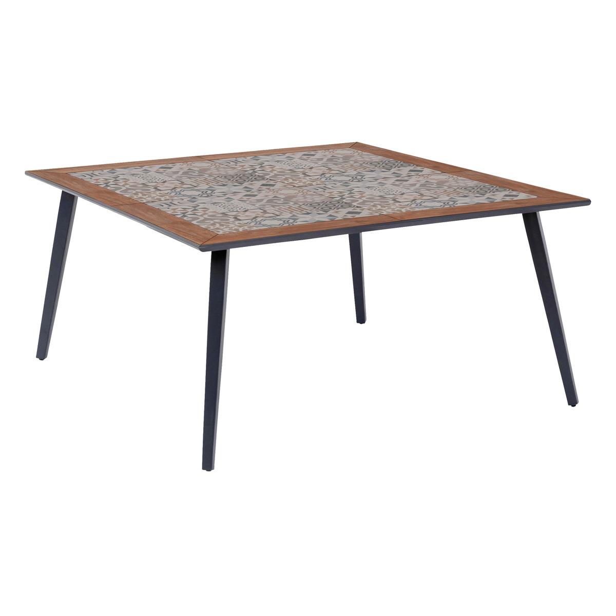 TABLE LAMBADA CARRE CERAMIQUE GRAPHITE 8 PLACES