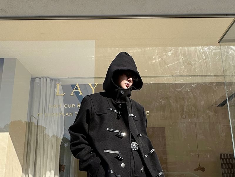 Patow - Effen duffelcoat met capuchon