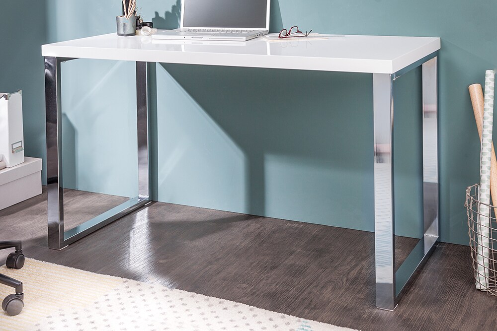 riess-ambiente Schreibtisch WHITE DESK - 120cm weiß Hochglanz Bürotisch modern