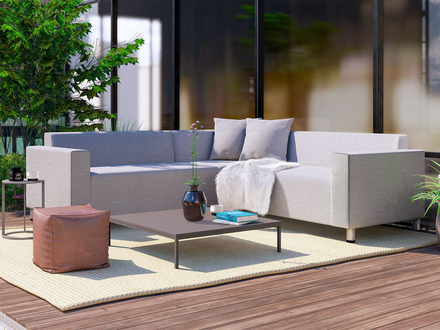 Quick-Dry-Lounge Eck-Sofa, 3-teilig