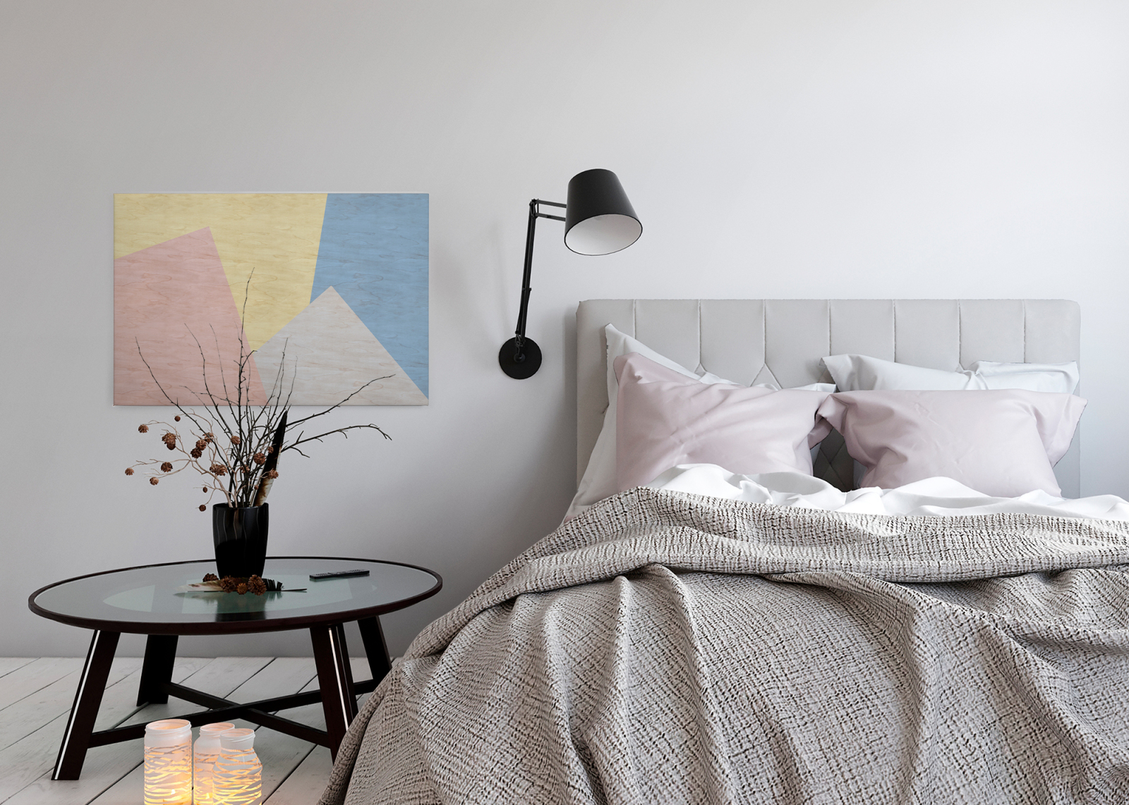 Leinwandbild GEOMETRISCHE MUSTER - bunt-blau - 90x60 cm