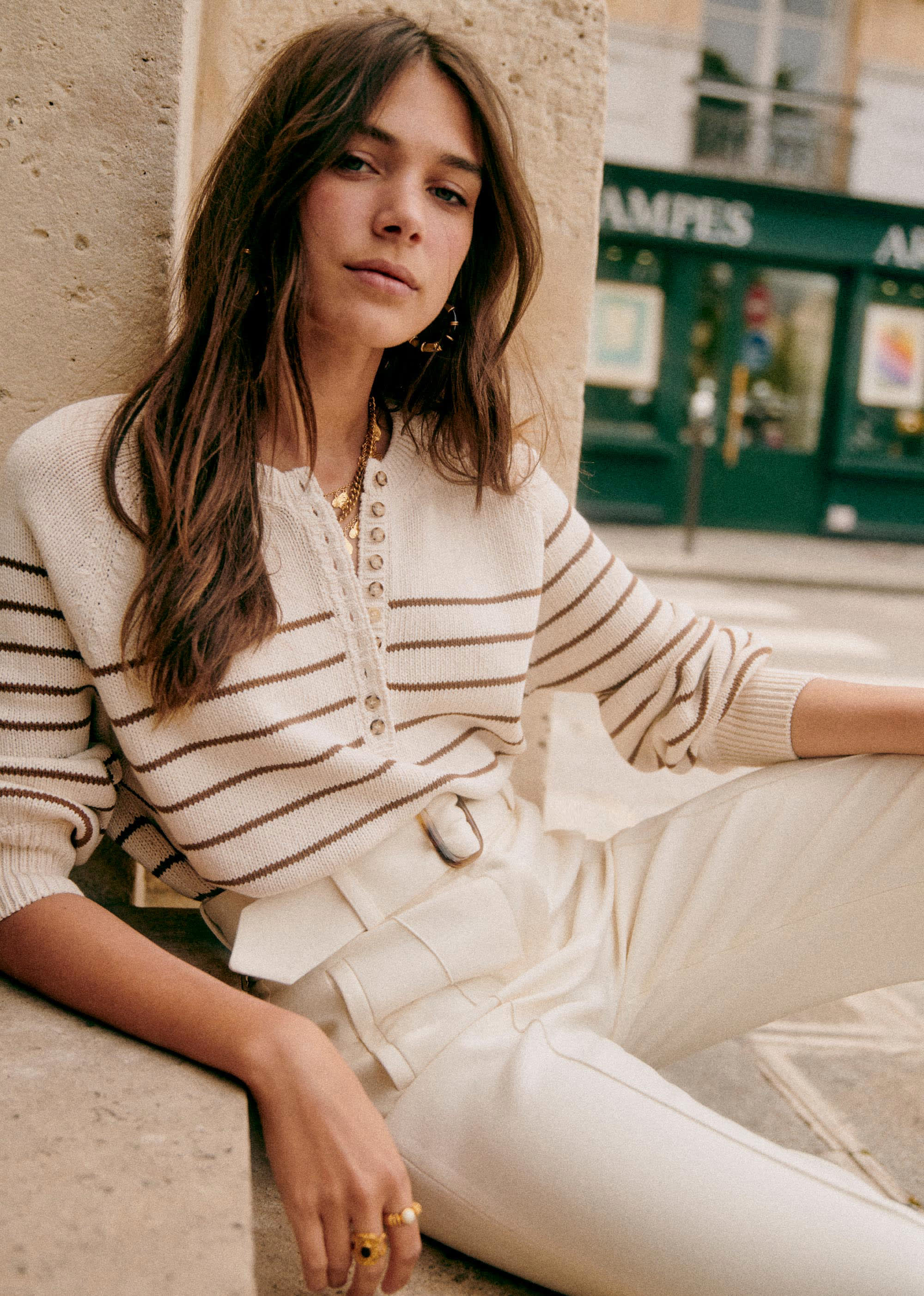 Pull Léontine - Ecru / Camel - E-SHOP/MAILLE 5905465