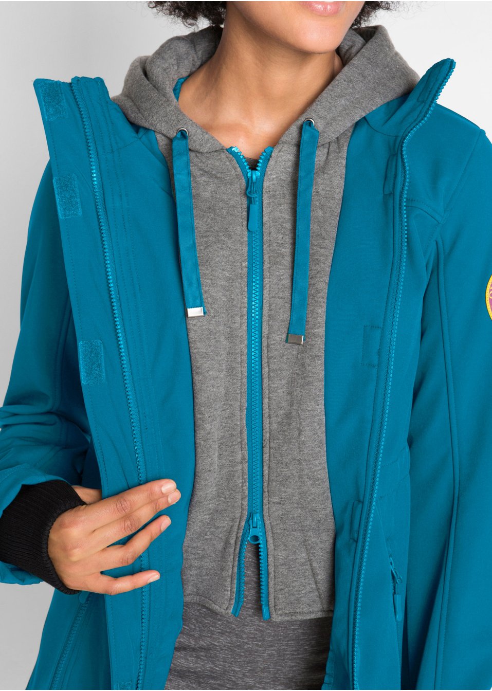 Veste longue softshell imperméable, style 2 en 1