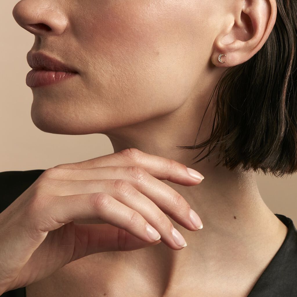 Boucles D'oreilles Dépareillées Munroe Or Jaune Oxyde De Zirconium