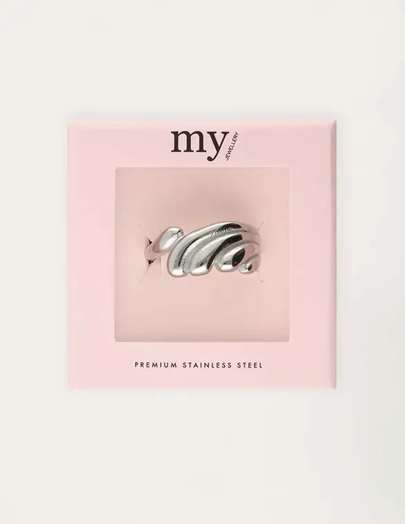 My Jewellery Statement ring met golf structuur MJ10245