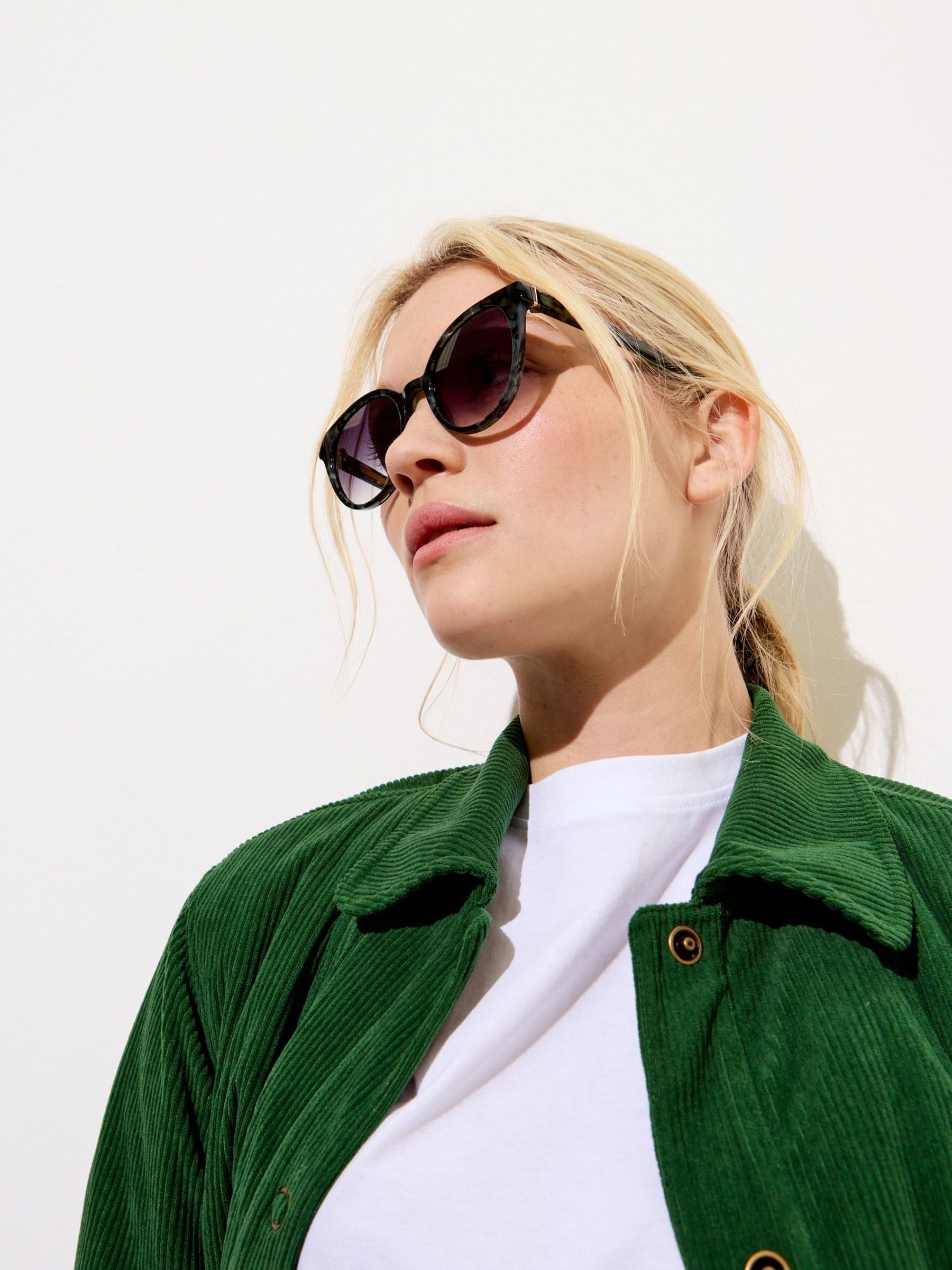 Oliver Bonas Preppy Faux Round Acetate Sunglasses