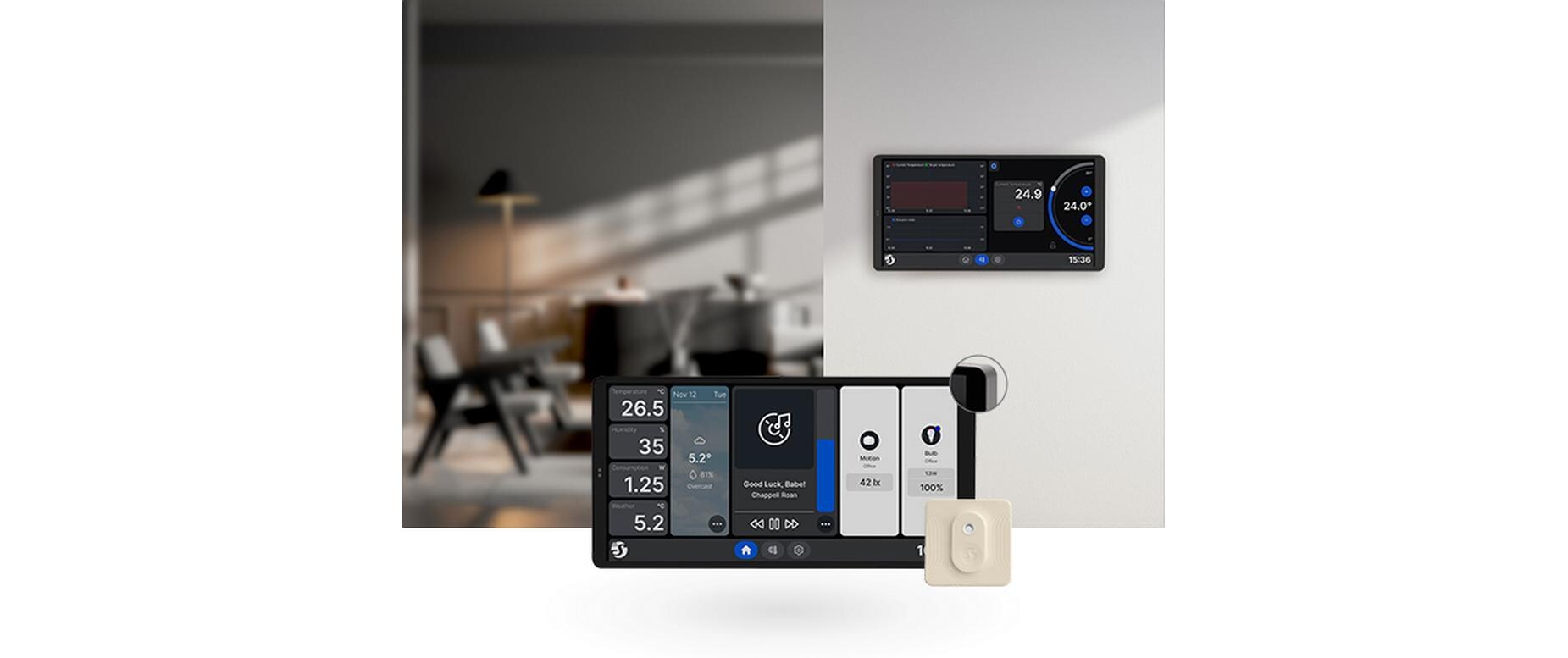 Wall Display X2 +HT Touchscreen Silber<br>Intelligentes Haussteuerungspanel mit einem 6.95-Zoll-Farbdisplay