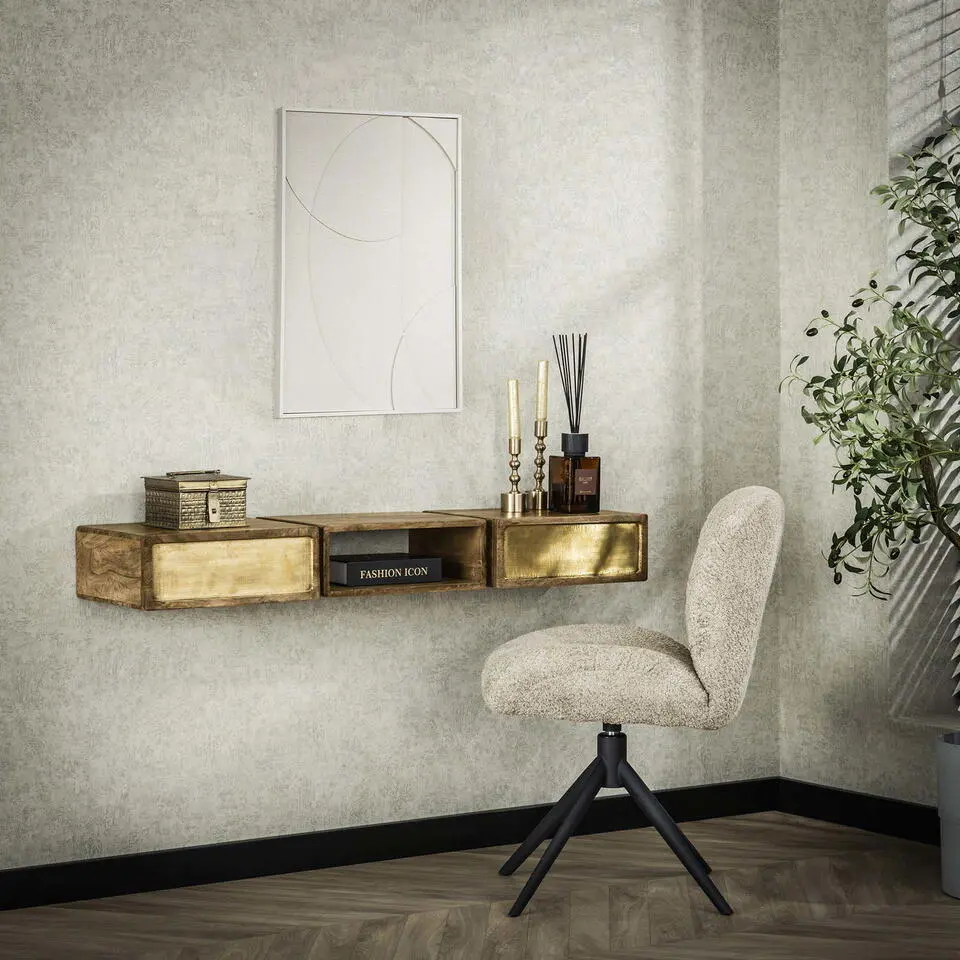Sidetable Mangohout - 123x30x15cm - Brass