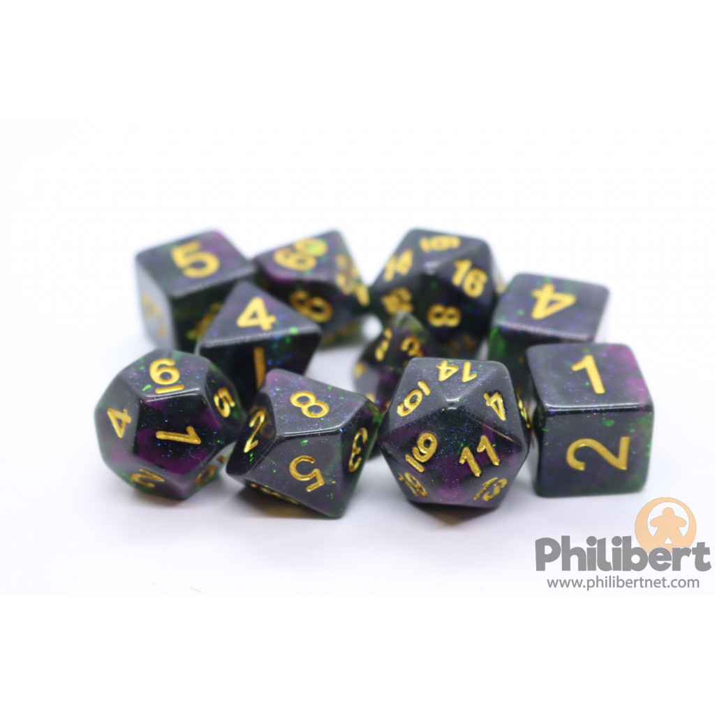 Set de 10 Dés JDR Elder Dice: Crest of Dagon - Mythic Glass and Wax Edition