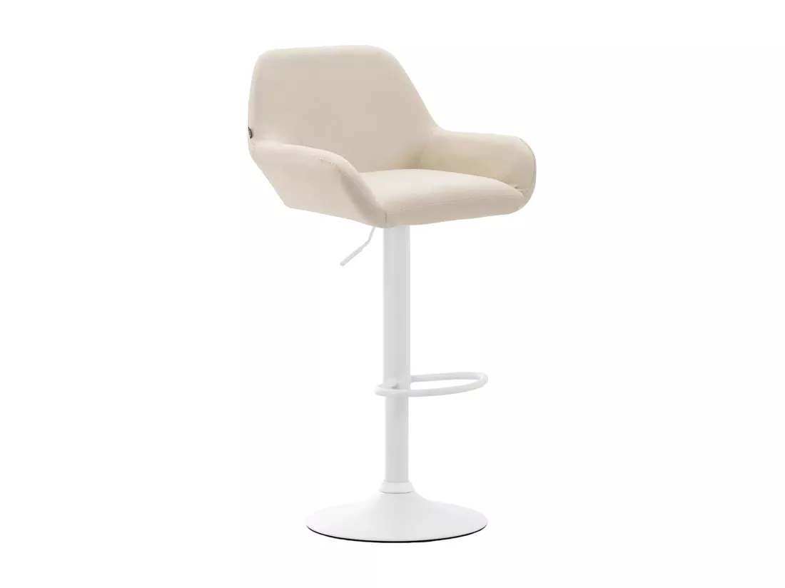 Lot de 2 Tabouret de bar - Similicuir (PVC) & Métal noir mat - Crème - Braga
