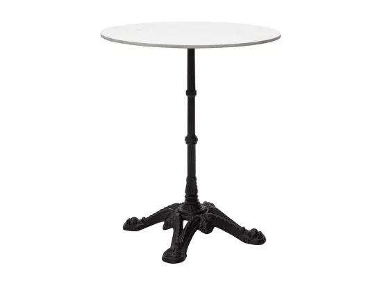 Table bistrot ronde en pierre minérale et métal noir L60 cm CONTY