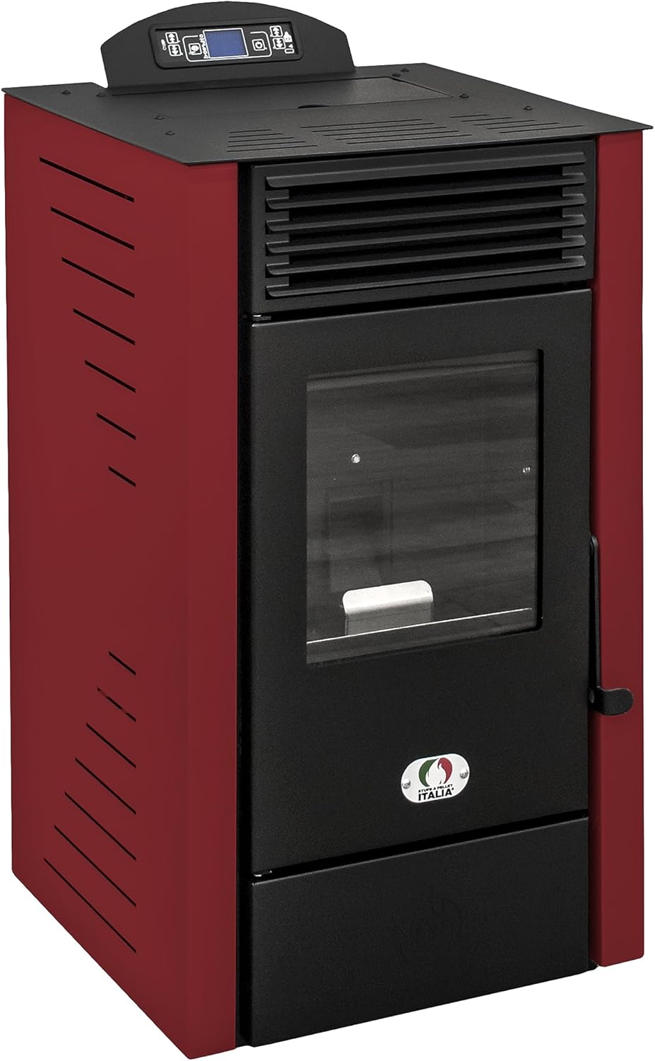 STUFE A PELLET ITALIA California 8 KW | Pelletöfen Effizienz 91% Heizt 70m² Autonomie 20 Std. Programmierbar 5 Geschwindigkeiten und Leistungsstufen Kompaktes Design 24 Monate Garantie Rot