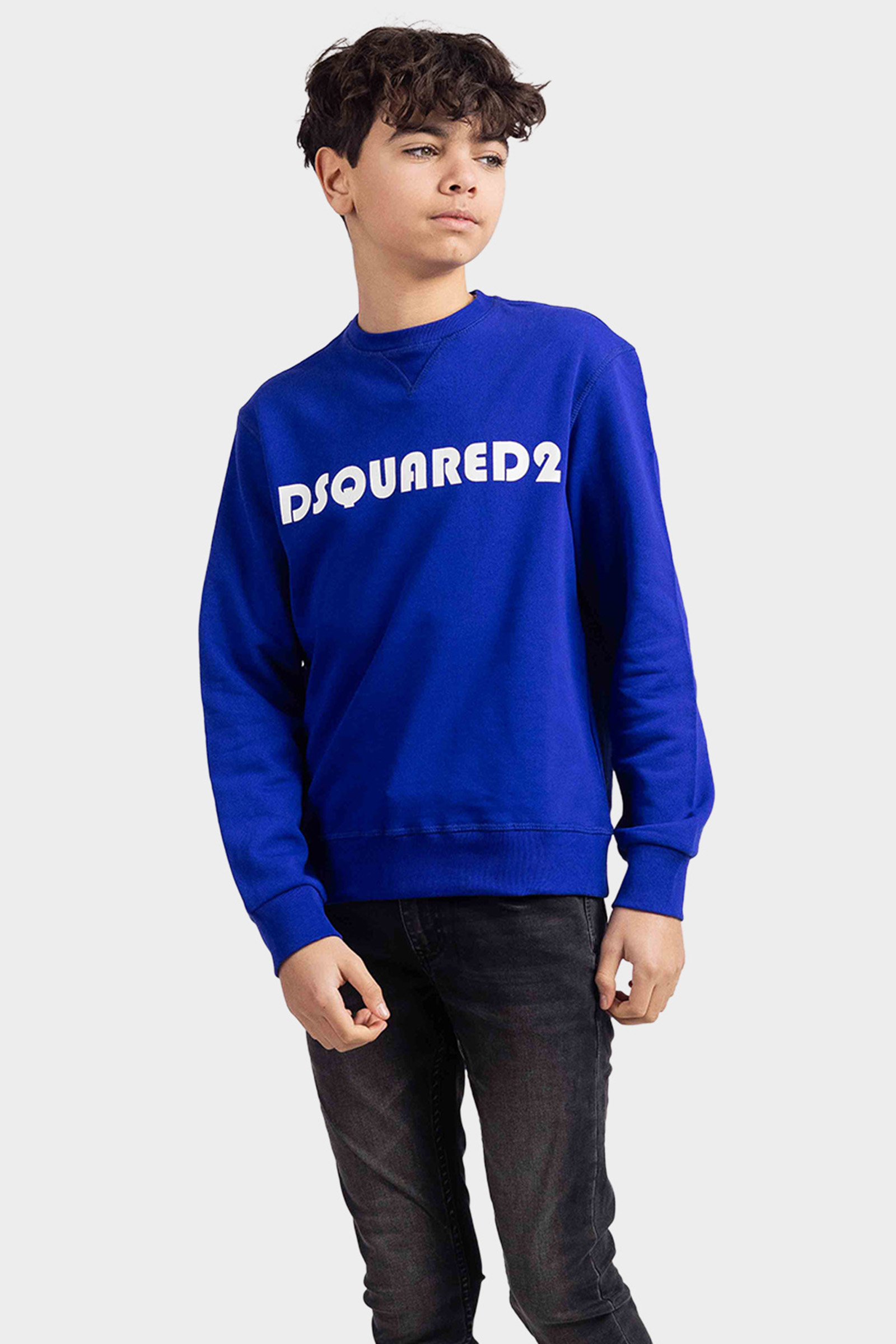 Dsquared2 Relax Felpa Sweater Kids Blauw/Wit