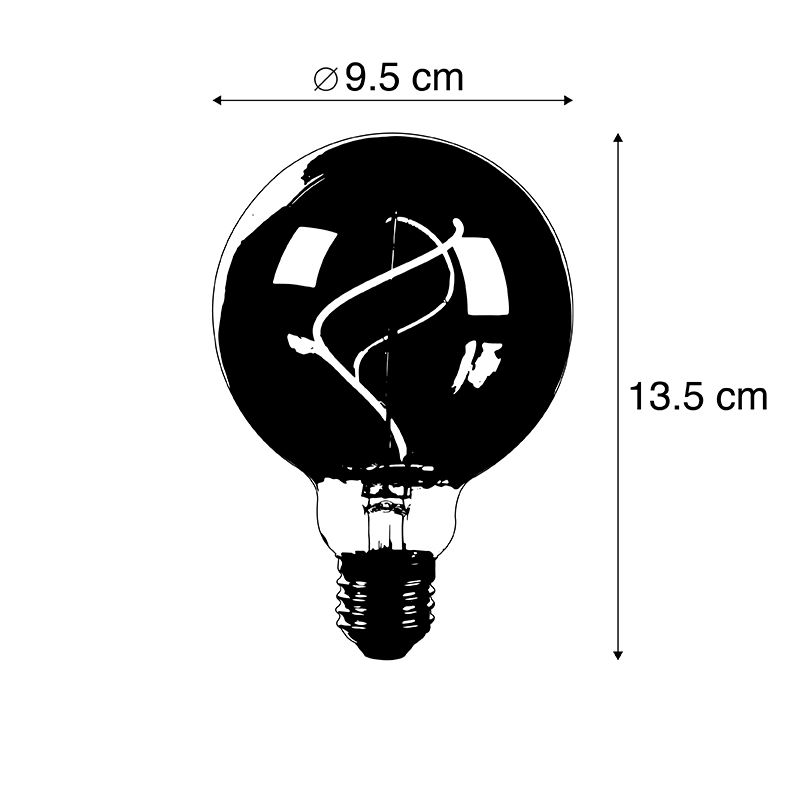 Set van 5 E27 dimbare LED lampen spiraal G95 goud 4W 270 lm 2100K