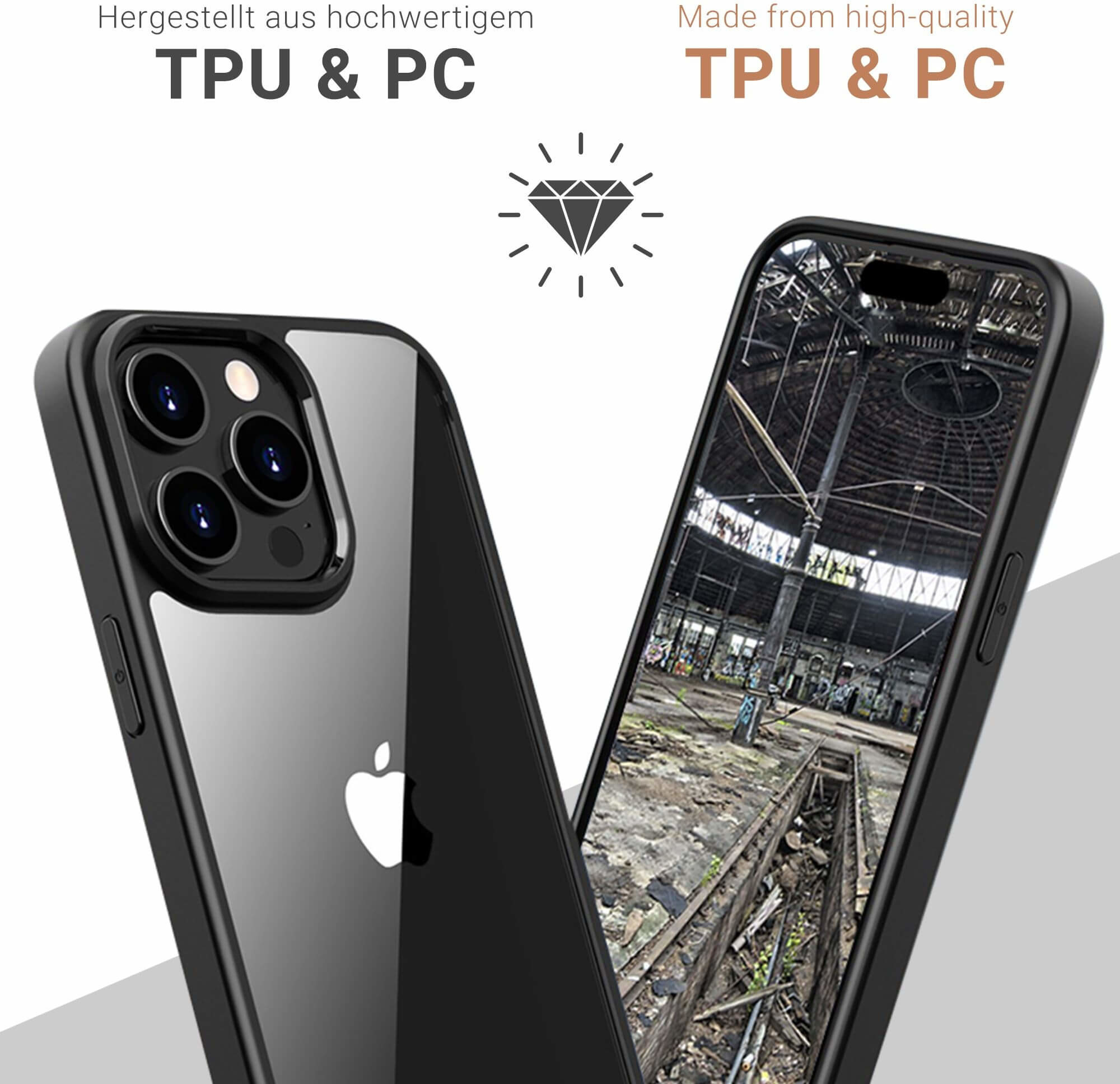 iPhone 15 Pro Max MagSafe Hybrid Hülle TPU Bumper   Acryl Rückseite Pankow Hybrid (11043) - Schwarz / Transparent