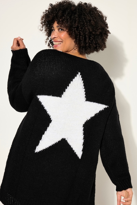 Strickjacke, offene Form, Rücken-Stern