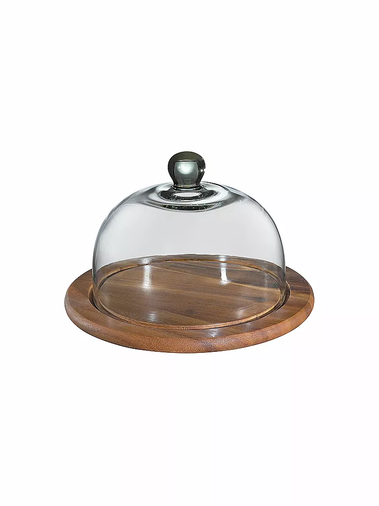 ZASSENHAUS Käseglocke mit Glasdeckel Akazie 25cm braun