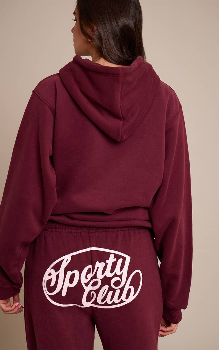 Rouge Vin Pantalon De Jogging Droit En Molleton De Coton Sports Club
