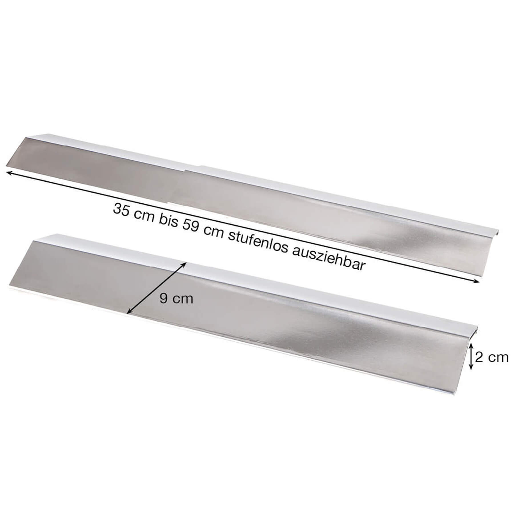 Allgrill Universal-Flammschutzblech aus Edelstahl, stufenlos ausziehbar, für Gasgrills, 35-60 cm, Ersatz für alte Flammbleche