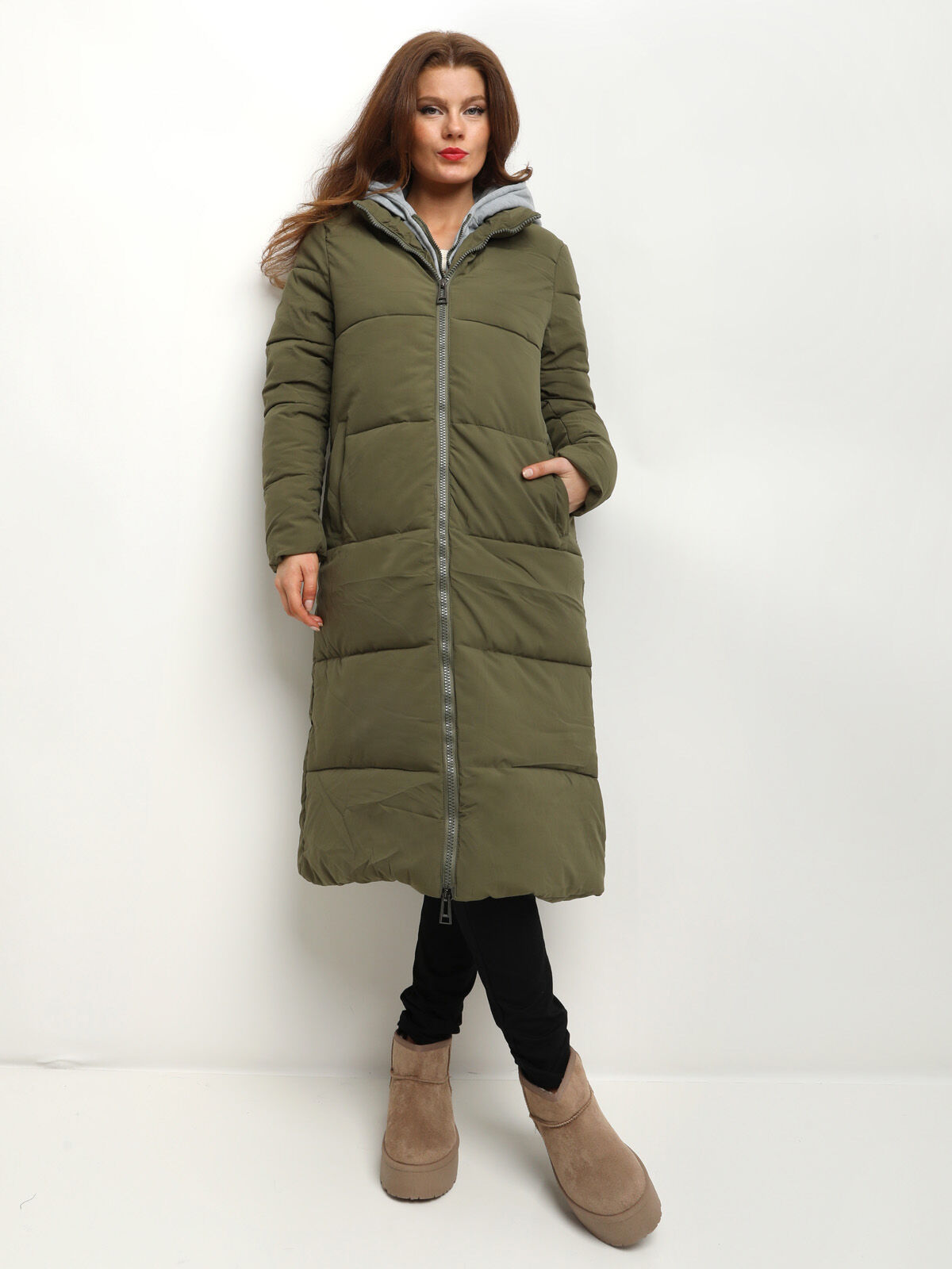 Doudoune oversize avec capuche- Kaki