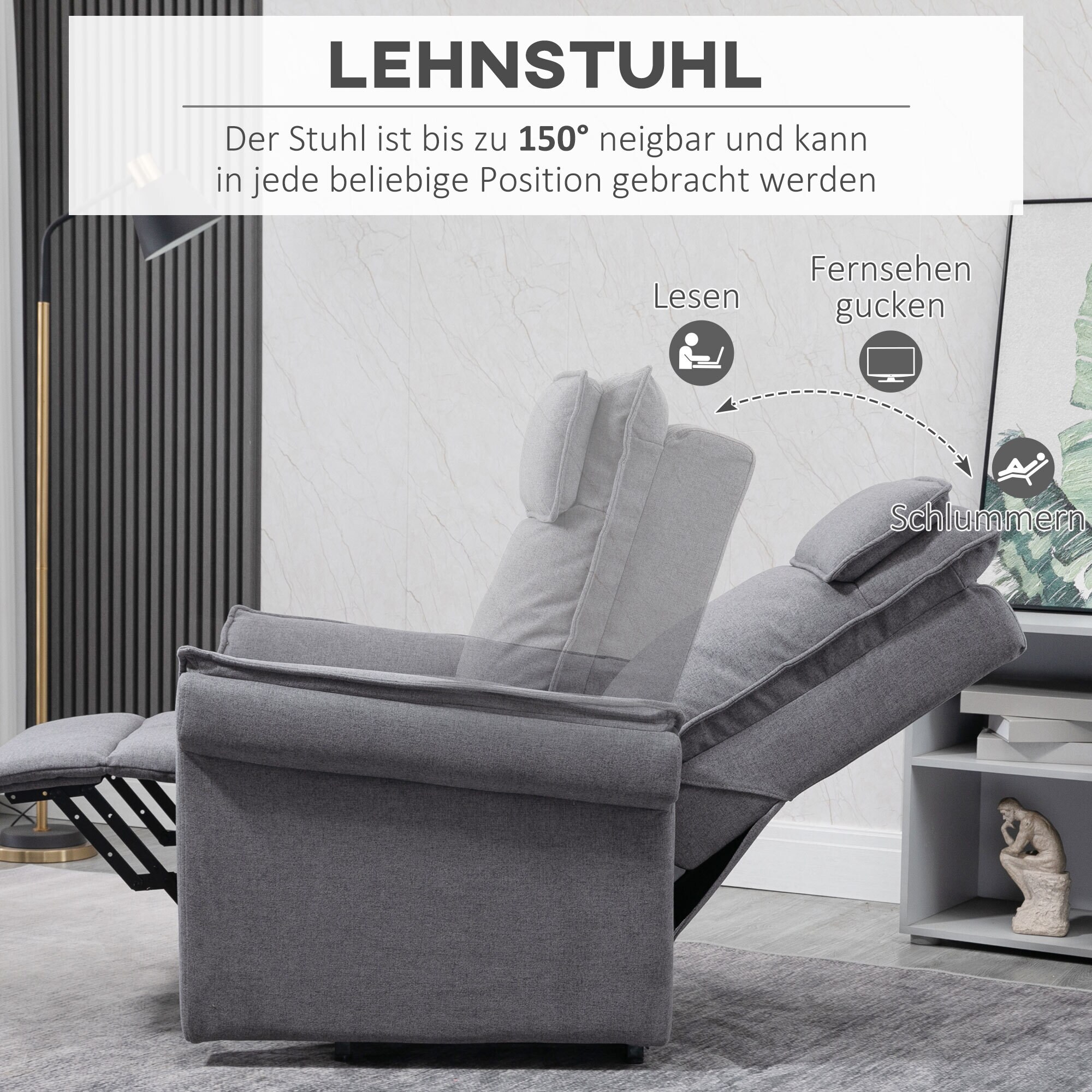 HOMCOM Liftsessel mit Massagefunktion grau 86 x 95 x 106 cm (BxTxH)