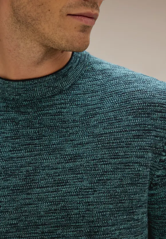 Mouliné Pullover in Melange - turquoise green