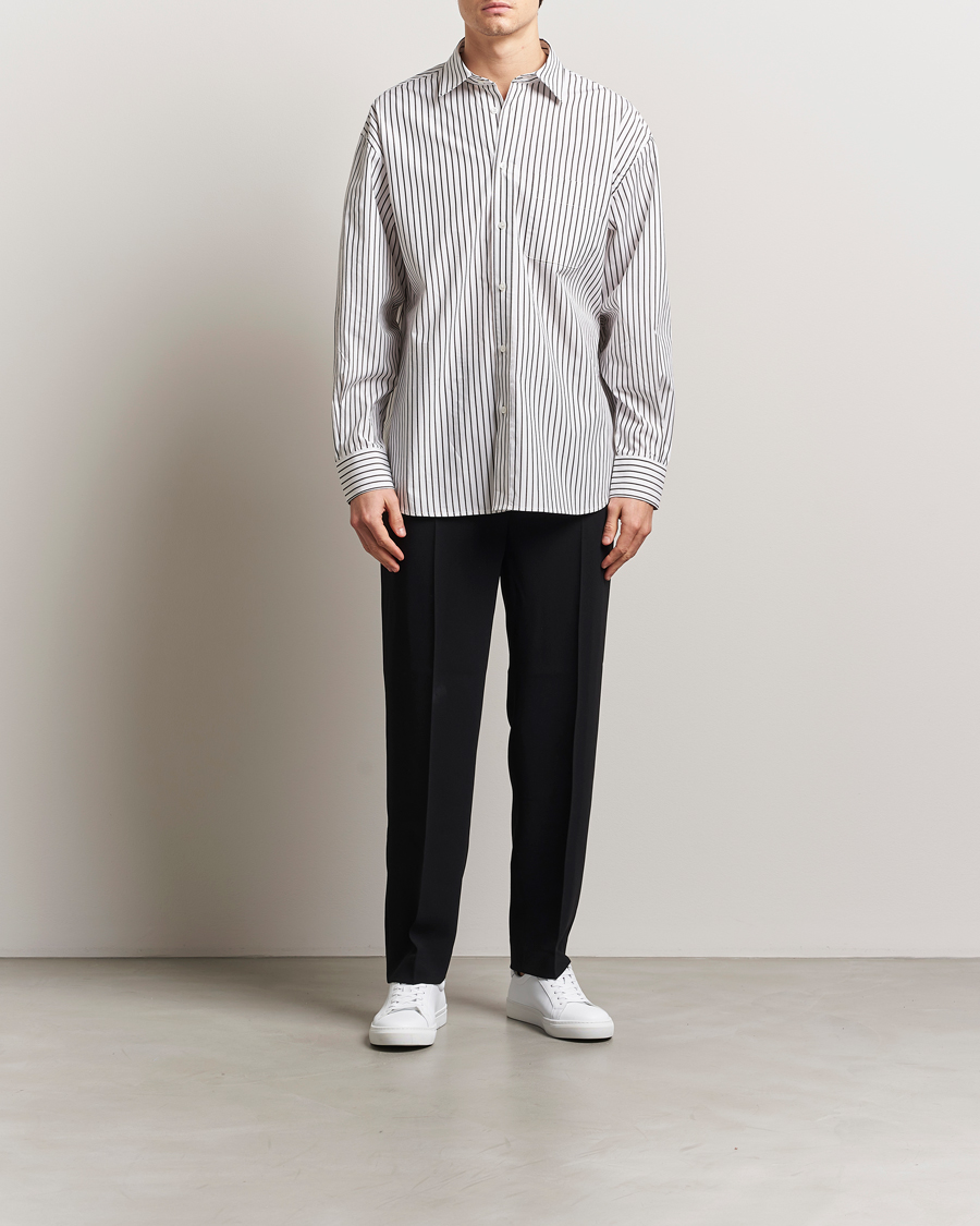 Filippa K Striped Cotton Poplin Shirt Coffee/White