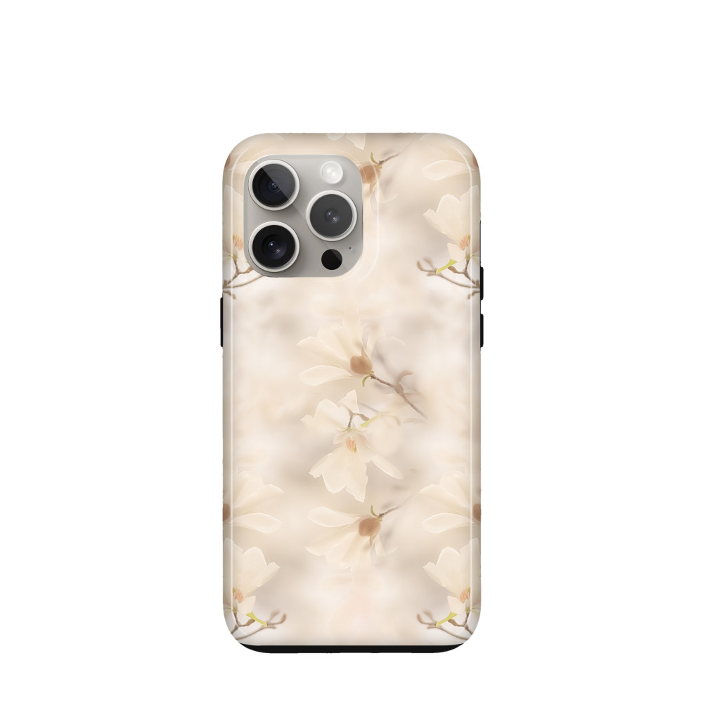 iPhone 15 Pro Max Hybrid (Kunststoff / Gummi) Hülle Blütenlicht - Beige