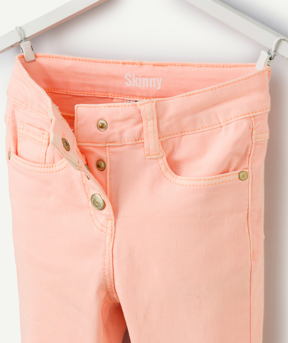 pantalon skinny fille couleur corail